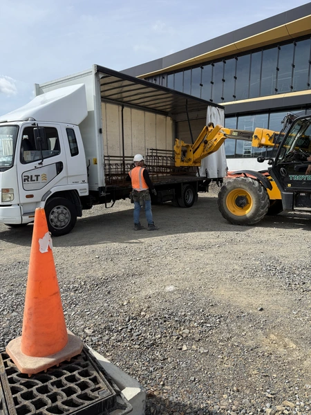 Photograph of an RLT Transport truck suited to site and oversized deliveries